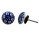 Navy Blue Floral Flat Knob